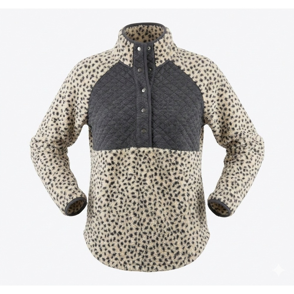 Maurice's Women's Leopard & Gray Quilted Sherpa Snap Front Sweatshirt. Size XS